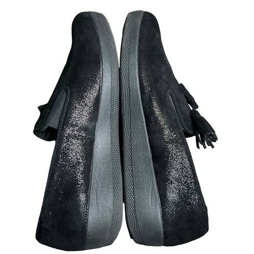 FitFlop  Womens Superskate Tassel Suede Shimmer Loafers Shoes 8.5 Black Slip On