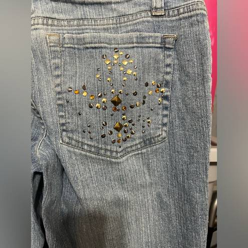 No Bo Vintage  Flare Bling Lightwash Denim Jeans Y2K