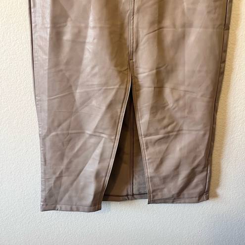 Abercrombie & Fitch  NWT Vegan Leather MIDI Skirt Taupe Size 25