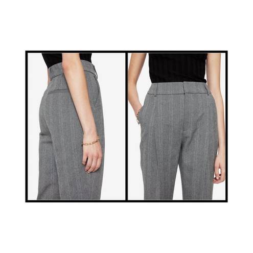 ANINE BING 💕💕 Becky Trouser Pant Straight Leg High Waisted Grey Fishbone 32 NWT