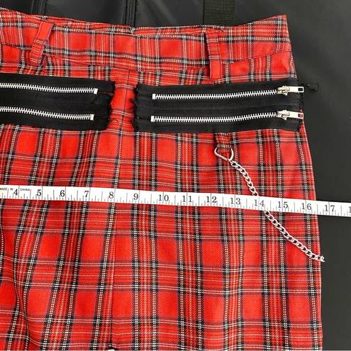 Tripp NYC  Red Tartar Plaid Zipper Chain Punk Grunge Rock Emo Maxi Skirt