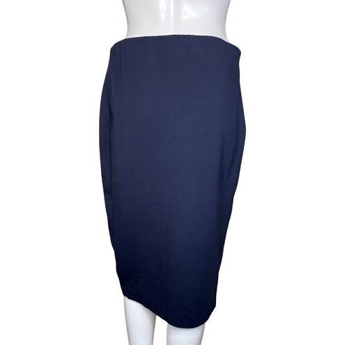 The Row Savile Co Skirt Womens 8 Navy Blue Pencil Straight Midi Career Preppy