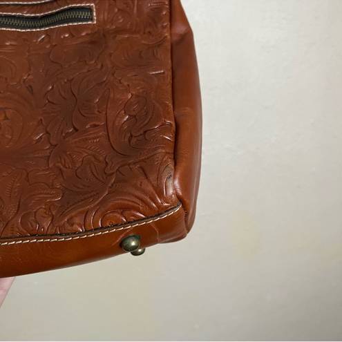 Patricia Nash  Poppy Tooled Brown Leather Tote Bag