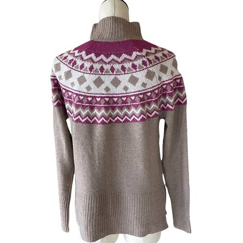 Tahari NWT  Super Soft Neutral Lilac Fair Isle Mock Neck Sweater Small