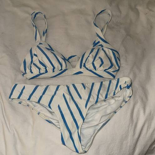 Billabong  Blue and White Striped Bikini