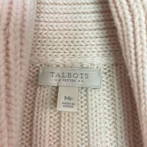 Talbots  cream cableknit shawl neck cardigan size mp