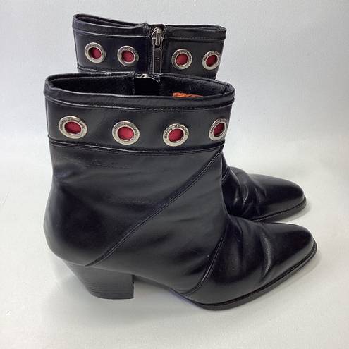 Harley Davidson  leather swagger mid calf grommet moto biker black Boots Size