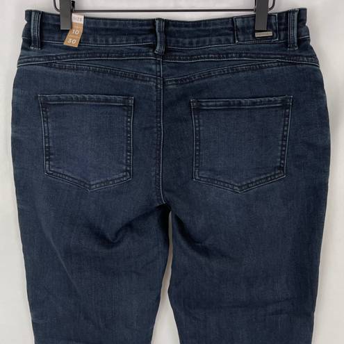 prAna New  Buxton Mid Rise Slim Boyfriend Jeans Stretch Denim Deep Blue Size 10