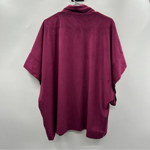 Natori  Faux Suede Burgundy Cropped Kimono Half Sleeve Topper Size L