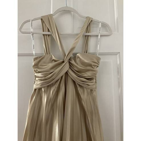 City Triangles  Ivory Pleated Maxi Dress Sleeveless Size 3 Juniors Flowy #2