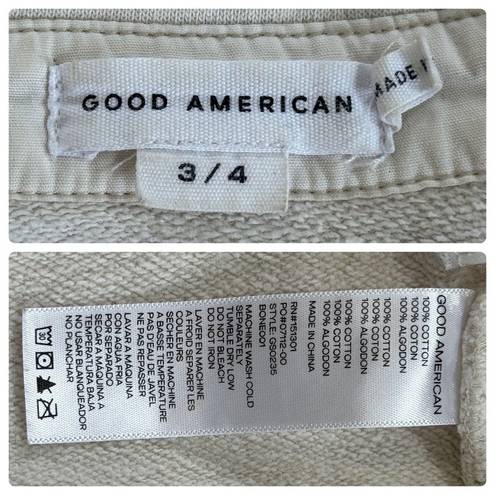 Good American  Fleece Shacket 100% Cotton Bone Cream Ivory Curvy Plus Size 3/4