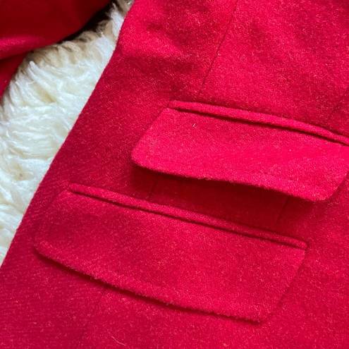 Talbots  Wool Blend Notch Collar Equestrian Holiday 2 Button Blazer Christmas red