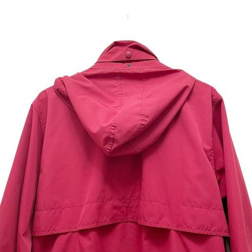 L.L.Bean  Hooded Raincoat Red Lightweight Spring Coat Jacket Size LP Large Petite