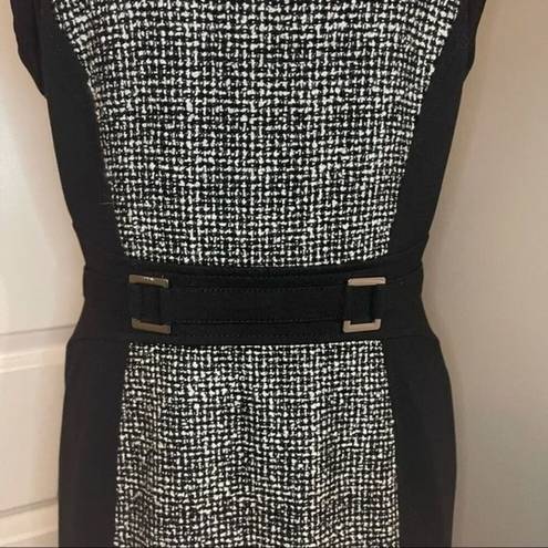 White House | Black Market  Houndstooth Black Midi Sheath Dress Sz 4 ❤️