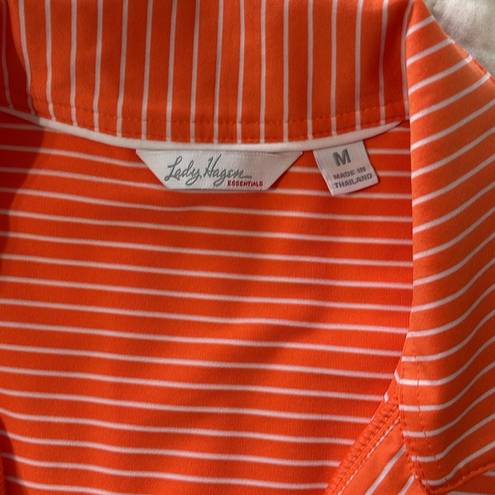 Lady Hagen  Orange Striped Sleeveless Golf Polo Size M