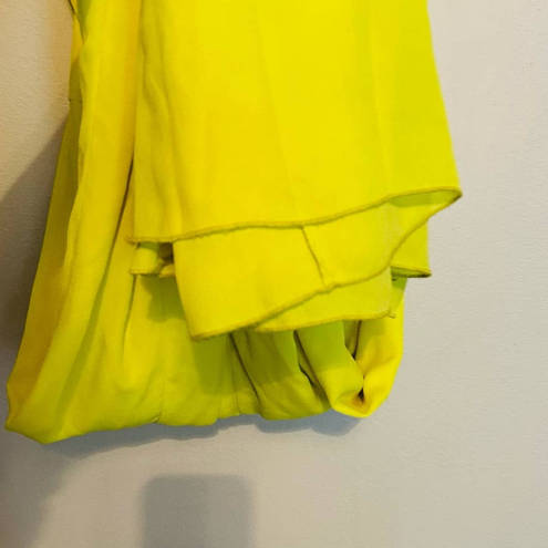 Jay Godfrey  Neon Yellow Georgette Zipper Fully Lined High Slit Gown Dress Size 2