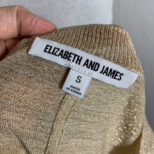 Elizabeth and James Waynne gold metallic knit long sleeve lightweight sweater S