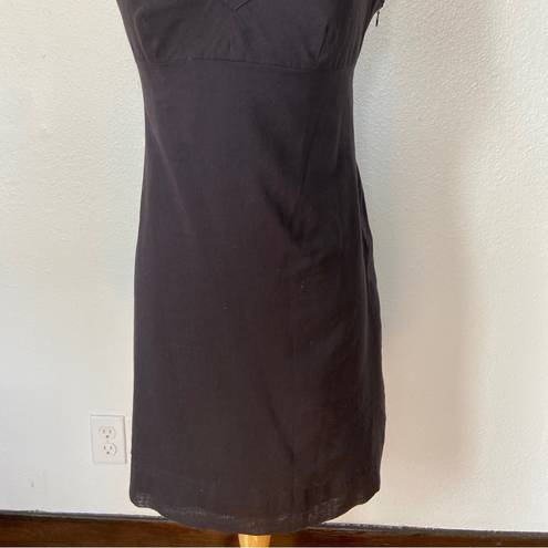 Esprit Vintage 90’s Solid Black Cotton Ruffle Sleeveless V-Neck Dress