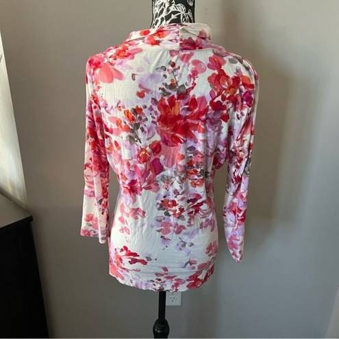 St. John  floral long sleeve blouse shirt soft comfy medium