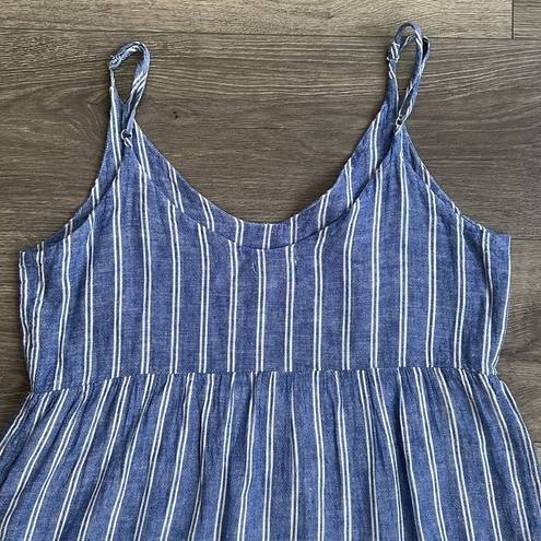 Rails  Mattie Dress Mixed Blues Linen Tiered Ruffle Mini Blue White Stripe Medium