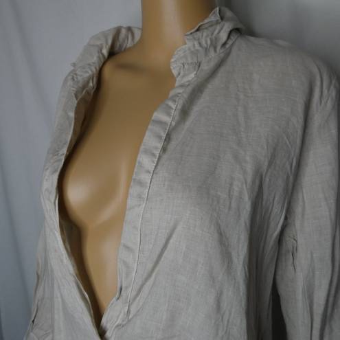 CP Shades  Linen Open Neck Lagenlook Tunic Blouse S