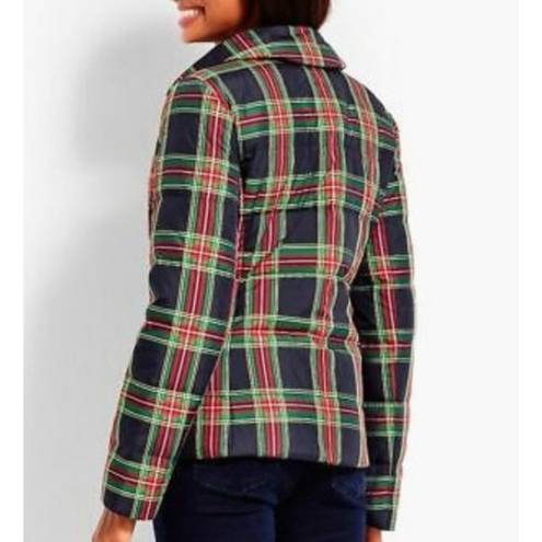 Talbots  Plaid Tartan Ruffled Down Winter Coat XS Red Blue Green