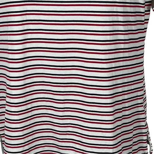 Tommy Hilfiger Tommy Hilfigure Red White and Navy Stripe Blouse Size Medium