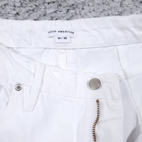 Good American  Good 90s Duster Natural Fray White Jeans High Rise Size 14 32