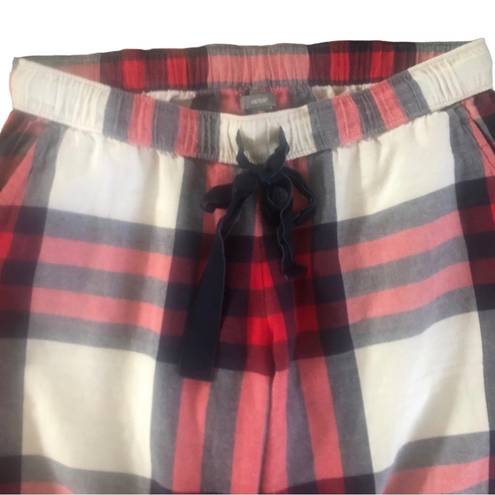 Aerie  Plaid Drawstring Sleep Lounge Pant S Pull On Flannel Elastic Waist Red