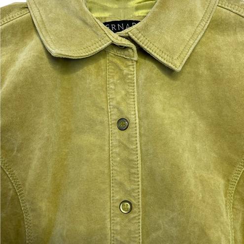 Bernardo Leather‎ Jacket size 6 Tanish Green button Snaps Collared lightweight