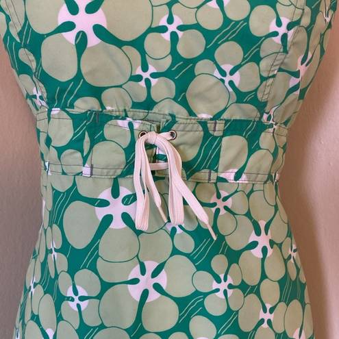 Patagonia Water Girl Green Floral Women’s Back Zip Mini Swim Dress Size 6