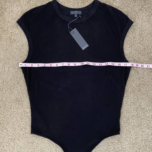 The Range  Sueded Jersey Ringer T Bodysuit Black