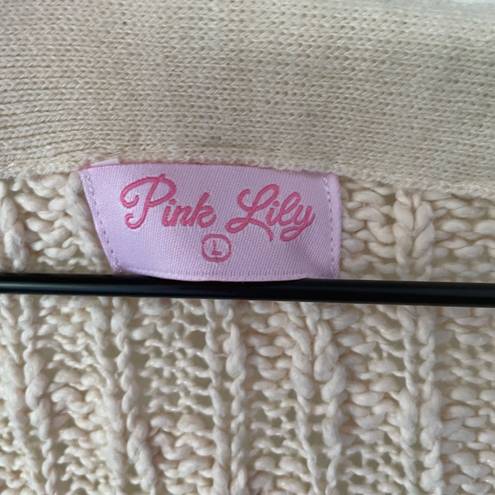 Pink Lily  Oversized Beige Chunky Knit Cardigan Size L