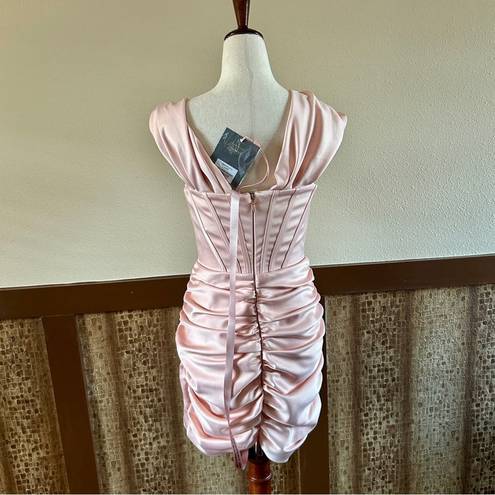 House Of CB  Pink Coraline Ruched Satin Corset Mini dress Size Medium NEW w/ Tags