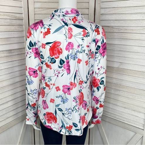 St. John’s Bay  Active Floral Full Zip Athletic Jacket White Pink Petite Small