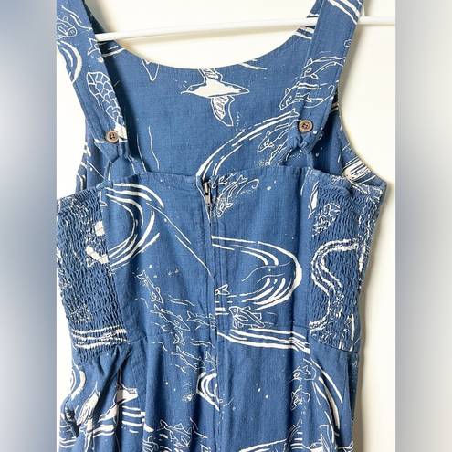 Patagonia Pataloha - Blue & White Loko l'a Stone Blue Fish Wrap Dress - Sz. 2