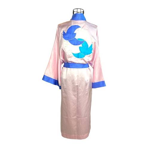 Vintage Natori Pink Colorblock Kimono Robe w/ Abstract Floral/Bird Design Size M Size M