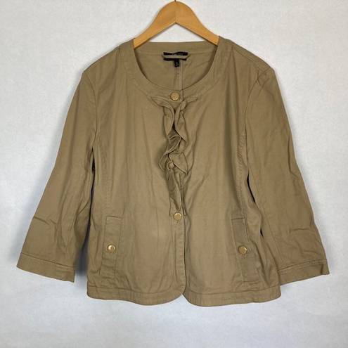 Talbots 🛍4/$20  Tan Ruffle Jacket 3/4 Sleeve Blazer Jacket Size 12
