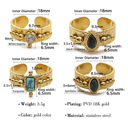 Nature Gemstone Open Ring* 18K Gold Plated Ring* Royal Ring*Open Ring* Colleague Graduation Gift * Birthday Gift Multiple