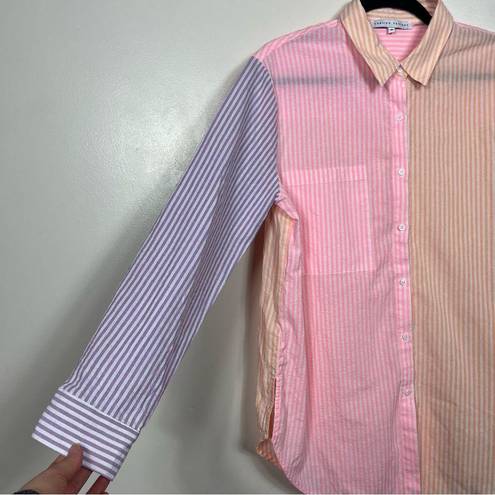 English Factory  Colorblock Button Up Shirt Size Medium Striped Colorful Tunic