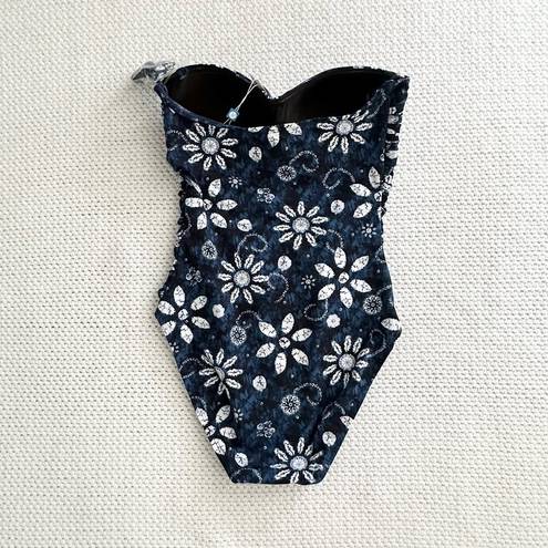 Bleu Rod Beattie  NWT Blue White Tropical Floral Sweetheart One Piece Swim Suit 6