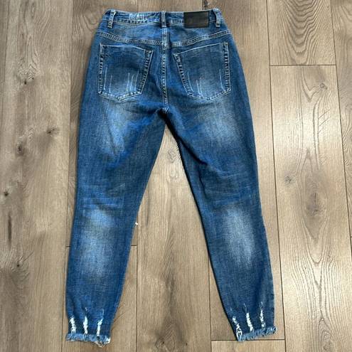 One Teaspoon  High Waist Free Bird Fitted Distressed Stretch Blue Jeans Size 28