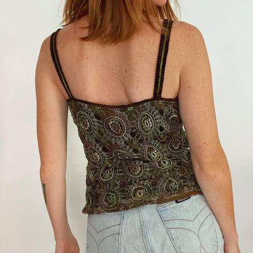 Cynthia Steffe Y2K  Green Crochet Knit Tank Top