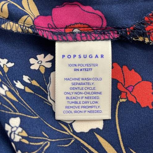 Popsugar  Blue Floral Print Long Sleeve Button Down Blouse Size 1X