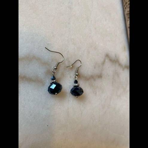 Black Bead Faceted  dangle earrings gothic retro date night