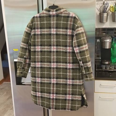 ALLSAINTS 💕💕 Tia Plaid Wool Blend Shirt Jacket ~ Green Check Print ~ US 4 NWT