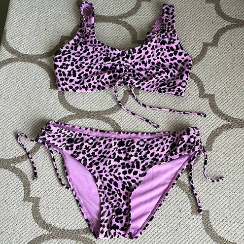 Cabana Del Sol  purple black cheetah print bikini