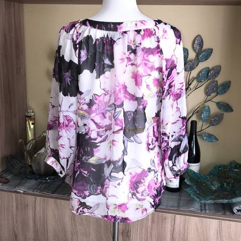 AB Studio  Sheer Floral Top 1326