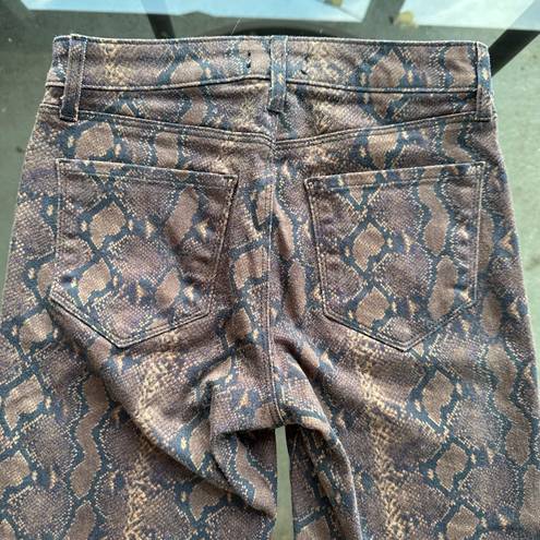 L'AGENCE L’AGENCE Margot High Rise Cropped Skinny Python Snake Print Jeans Brown 25 NWOT