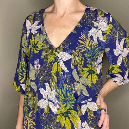 Lost + Wander Blue Floral Chic Boho Blouse